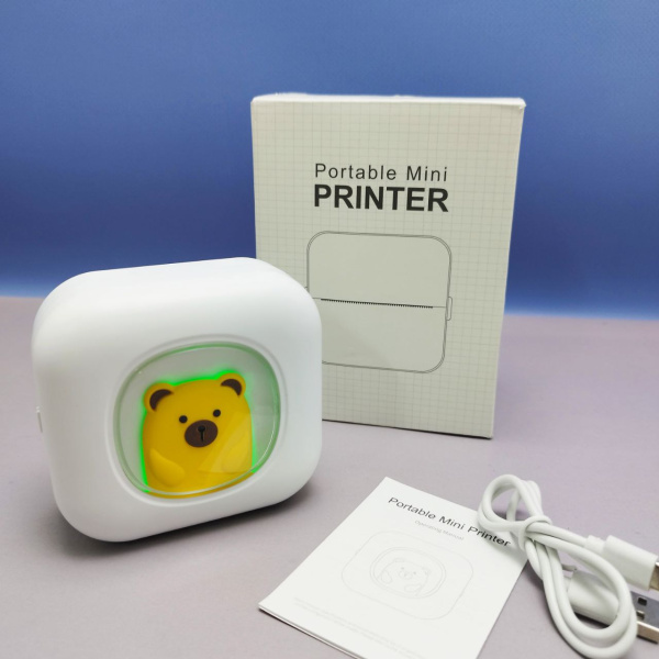 Портативный USB мини принтер Portable Mini Printer для термопечати (батарея 800мАч, 1 рулон термобумаги в комплекте) 